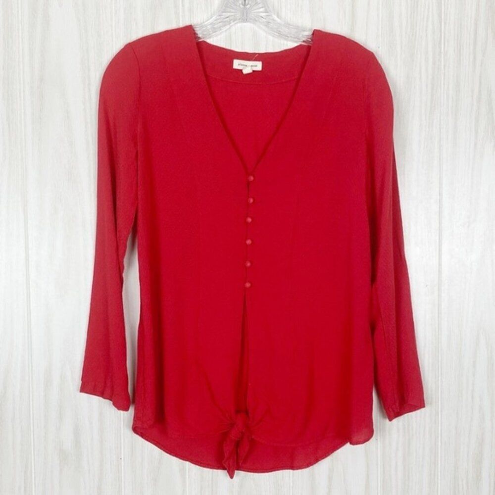 Silence + Noise | Tie Front Button Top Blouse - image 1